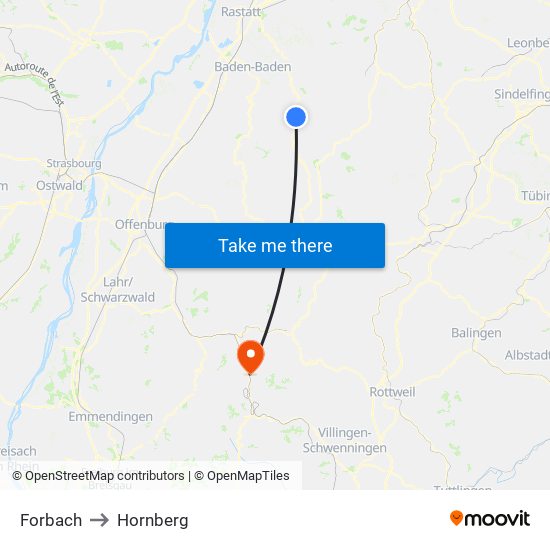 Forbach to Hornberg map