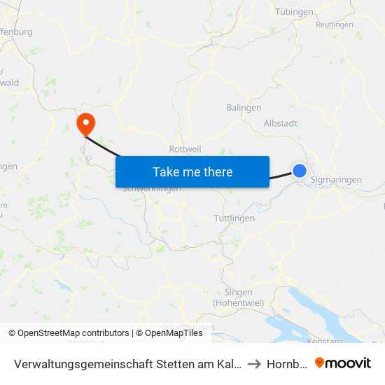 Verwaltungsgemeinschaft Stetten am Kalten Markt to Hornberg map