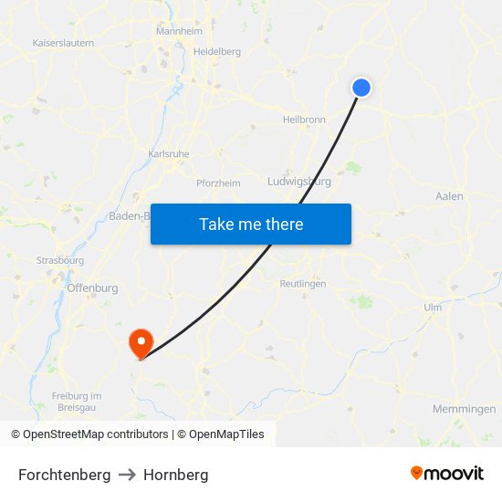 Forchtenberg to Hornberg map