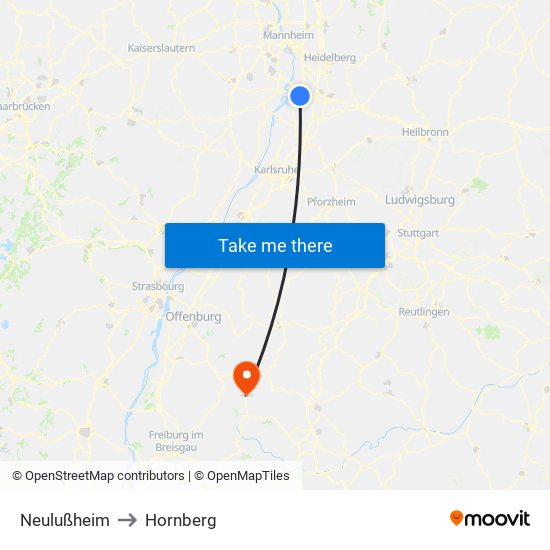 Neulußheim to Hornberg map