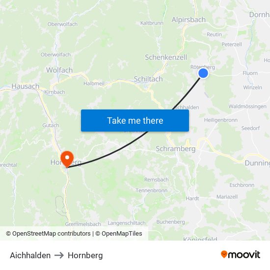 Aichhalden to Hornberg map