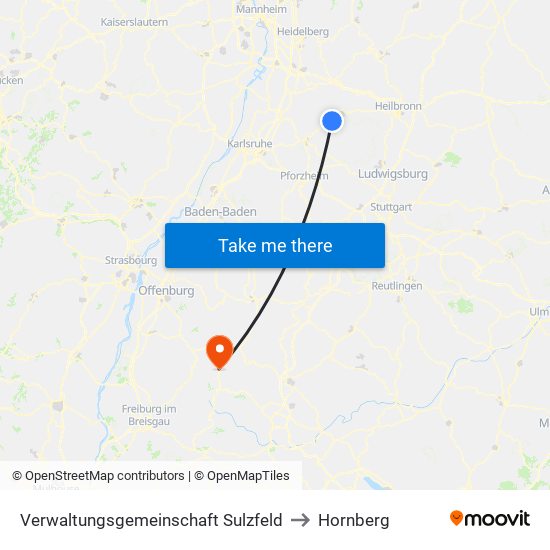 Verwaltungsgemeinschaft Sulzfeld to Hornberg map