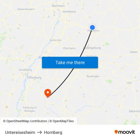 Untereisesheim to Hornberg map