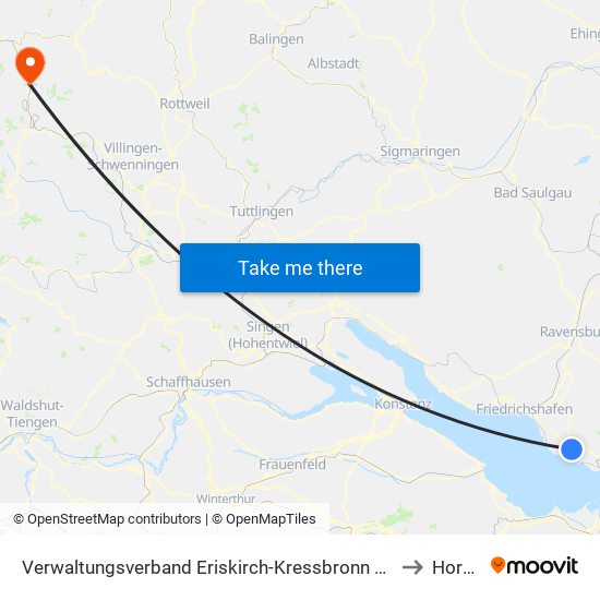 Verwaltungsverband Eriskirch-Kressbronn am Bodensee-Langenargen to Hornberg map