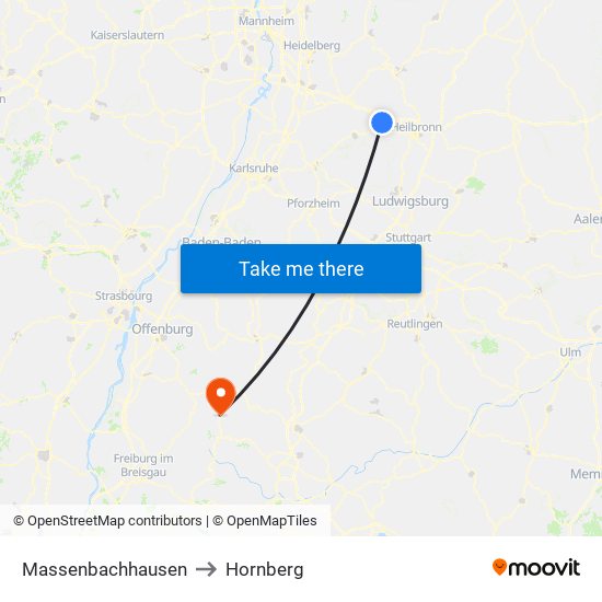 Massenbachhausen to Hornberg map