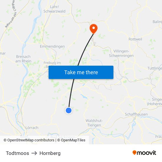 Todtmoos to Hornberg map