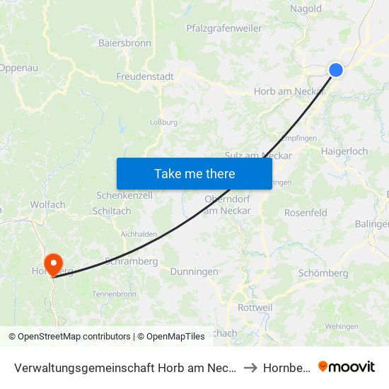 Verwaltungsgemeinschaft Horb am Neckar to Hornberg map