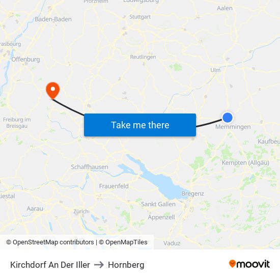 Kirchdorf An Der Iller to Hornberg map
