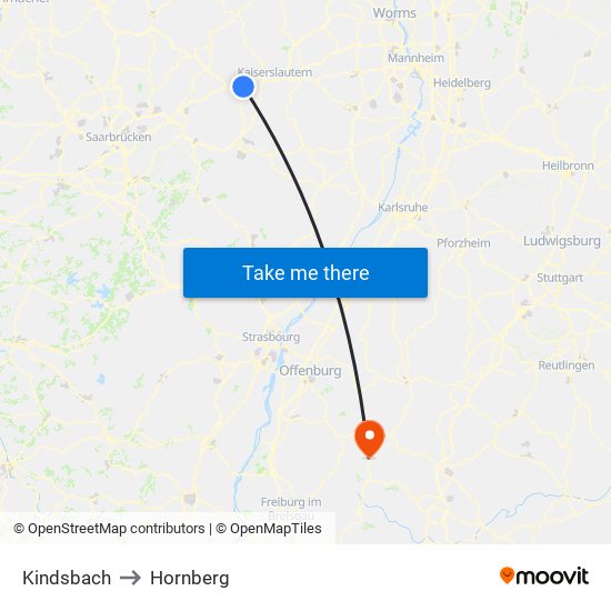 Kindsbach to Hornberg map