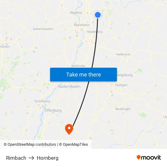 Rimbach to Hornberg map