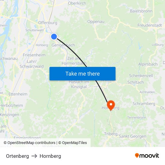 Ortenberg to Hornberg map