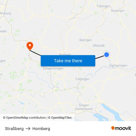 Straßberg to Hornberg map