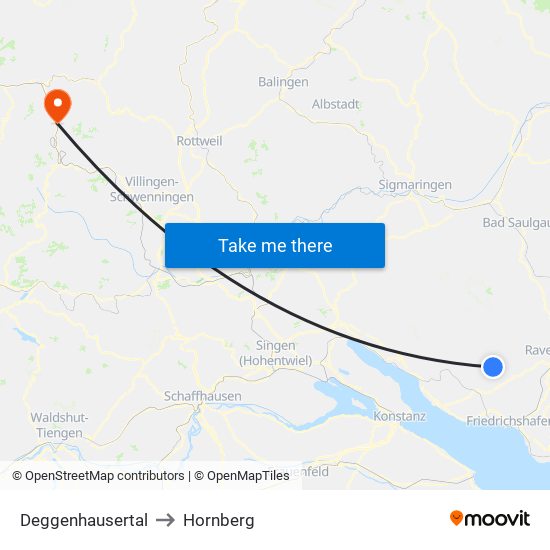 Deggenhausertal to Hornberg map