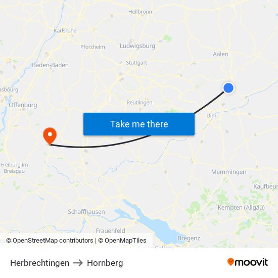 Herbrechtingen to Hornberg map