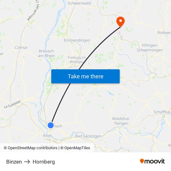 Binzen to Hornberg map