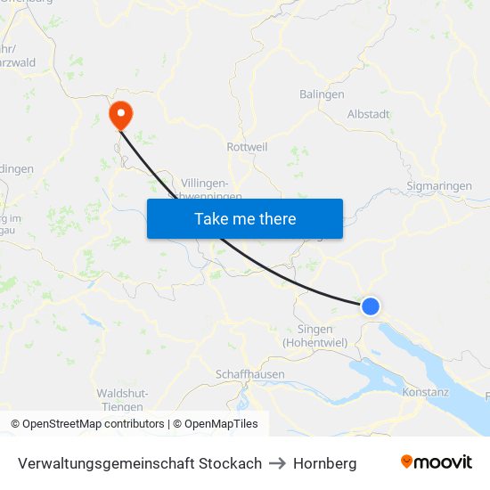 Verwaltungsgemeinschaft Stockach to Hornberg map
