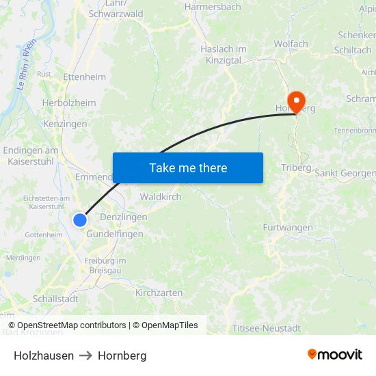 Holzhausen to Hornberg map