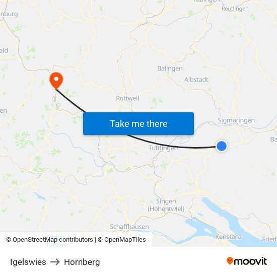 Igelswies to Hornberg map