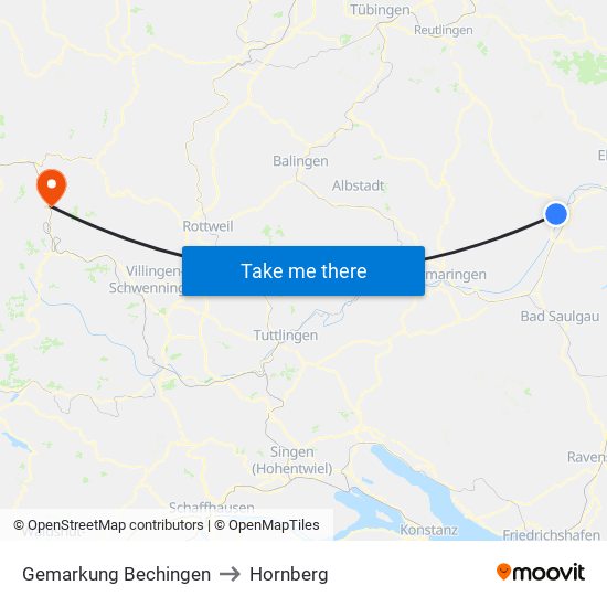 Gemarkung Bechingen to Hornberg map