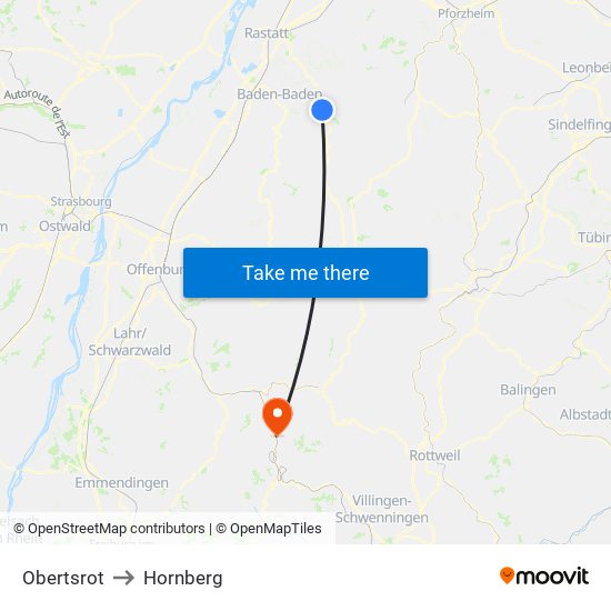 Obertsrot to Hornberg map