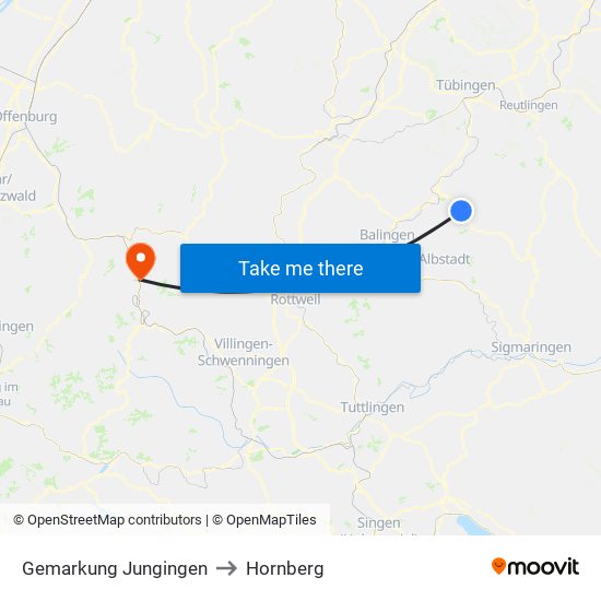 Gemarkung Jungingen to Hornberg map