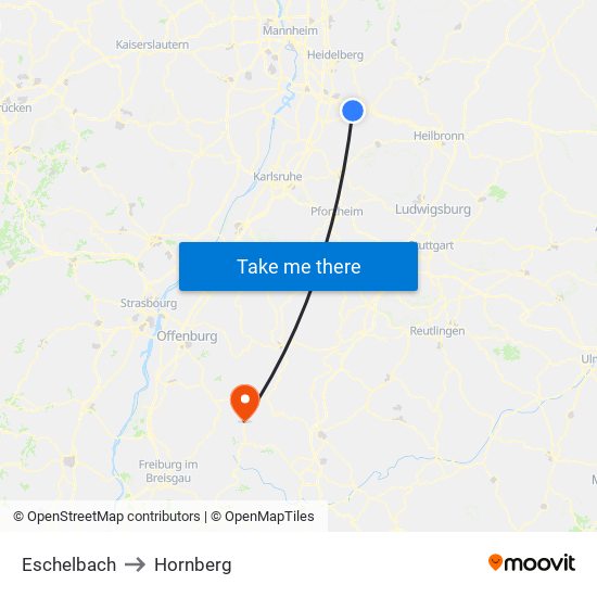 Eschelbach to Hornberg map