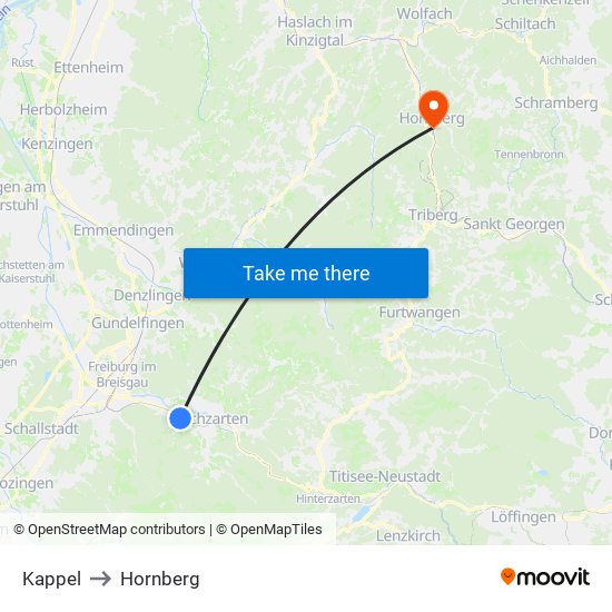 Kappel to Hornberg map