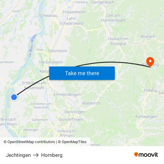 Jechtingen to Hornberg map