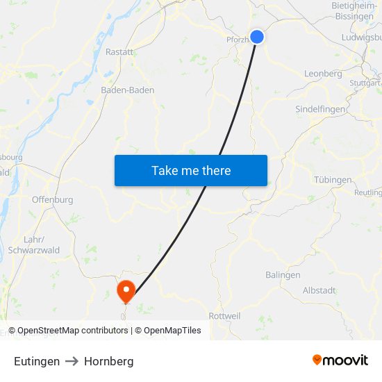 Eutingen to Hornberg map