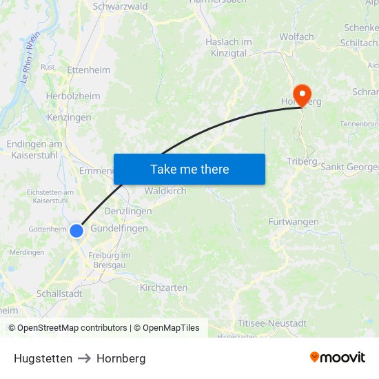 Hugstetten to Hornberg map