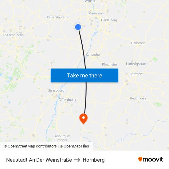 Neustadt An Der Weinstraße to Hornberg map