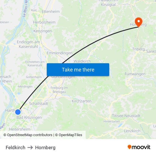 Feldkirch to Hornberg map