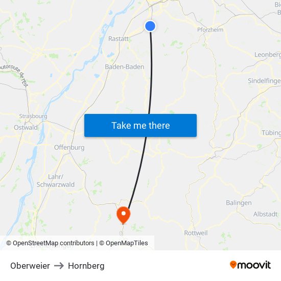 Oberweier to Hornberg map