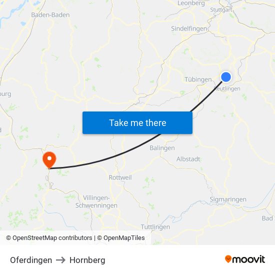 Oferdingen to Hornberg map