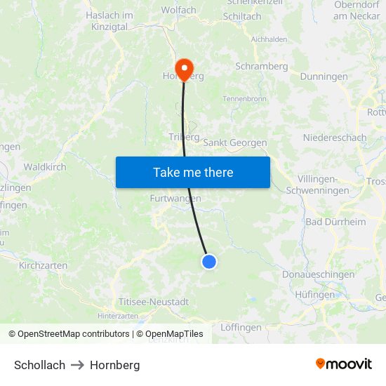 Schollach to Hornberg map