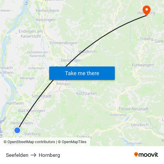 Seefelden to Hornberg map