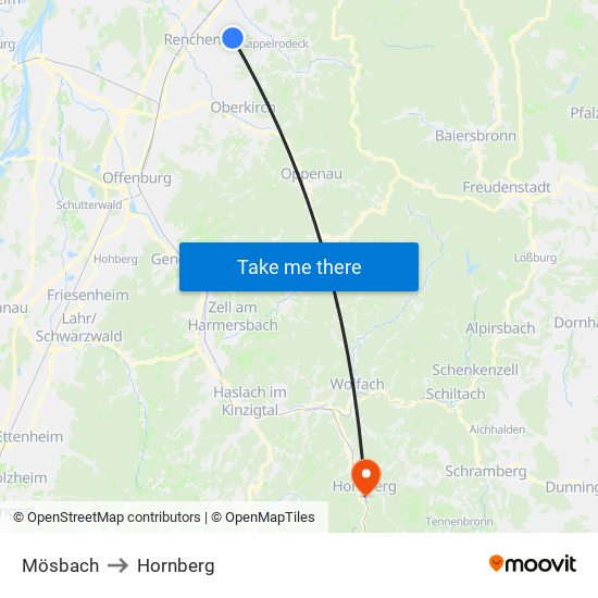 Mösbach to Hornberg map