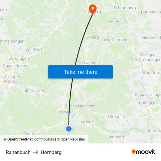 Raitenbuch to Hornberg map