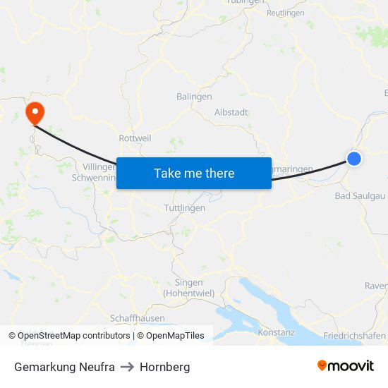 Gemarkung Neufra to Hornberg map