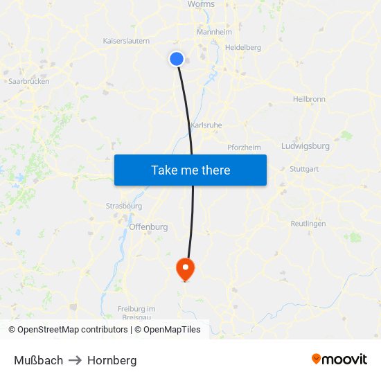 Mußbach to Hornberg map