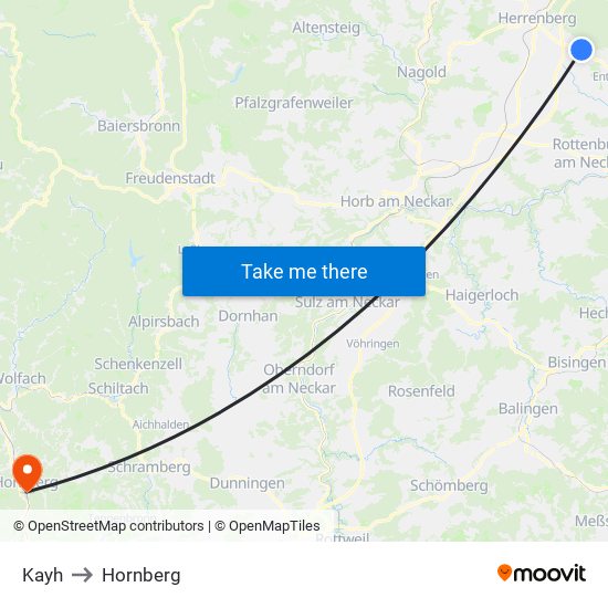 Kayh to Hornberg map