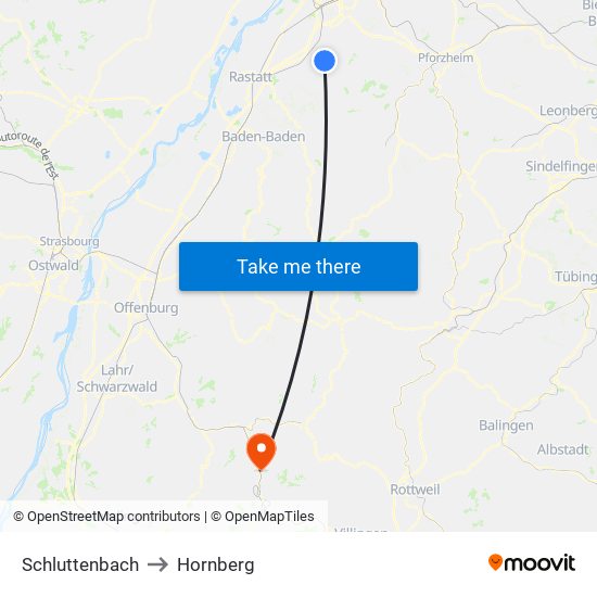 Schluttenbach to Hornberg map