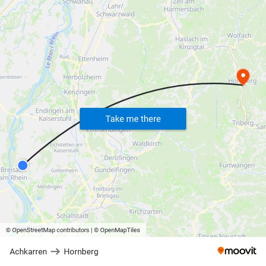 Achkarren to Hornberg map