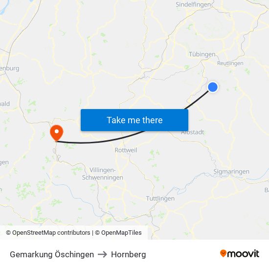 Gemarkung Öschingen to Hornberg map