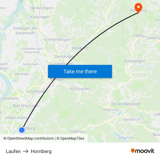 Laufen to Hornberg map