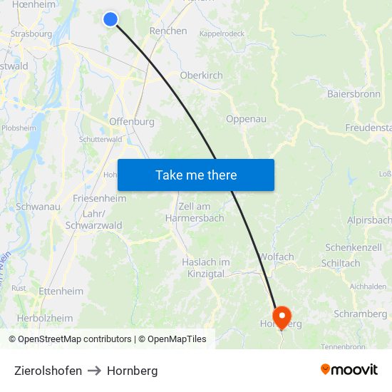 Zierolshofen to Hornberg map