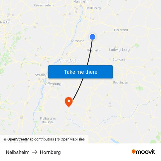 Neibsheim to Hornberg map