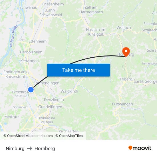 Nimburg to Hornberg map