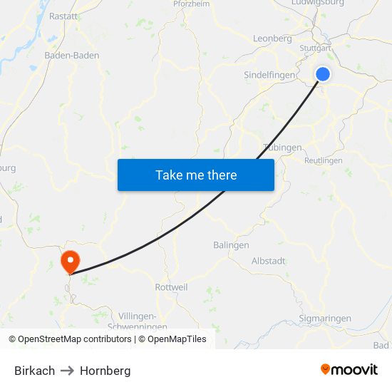 Birkach to Hornberg map