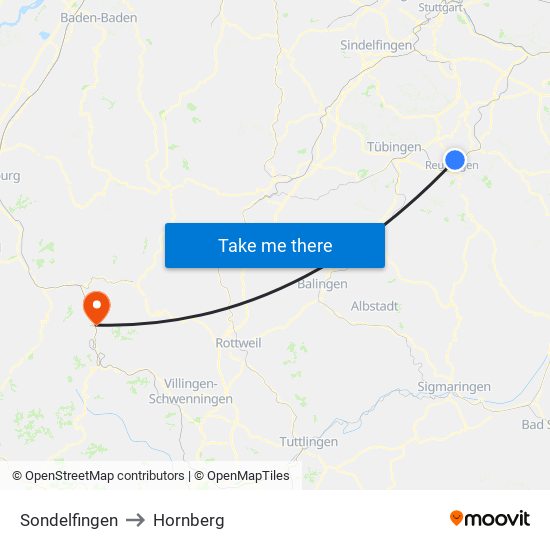 Sondelfingen to Hornberg map